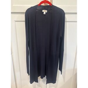 Talbots Womens Black Cardigan Sweater Knit Open Front Long Sleeve XL casual